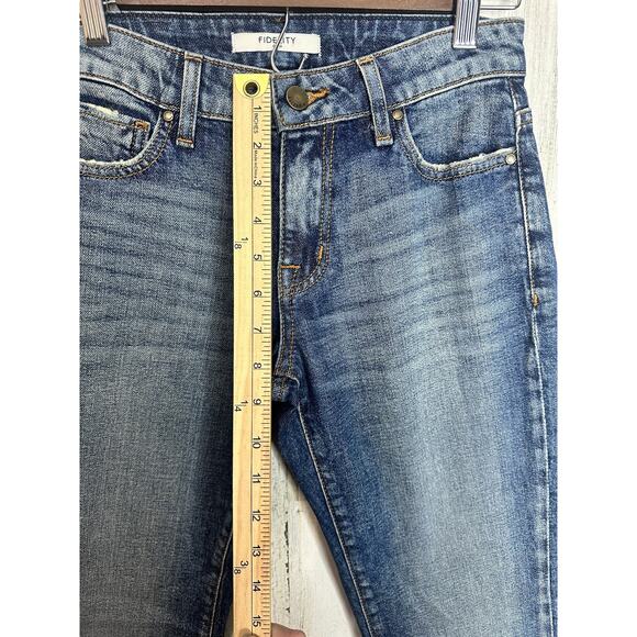 NWT Fidelity AXL Jeans Cortez Blue Women’s Denim Mid Rise Crop Rolled Hem 26 - Picture 3 of 10